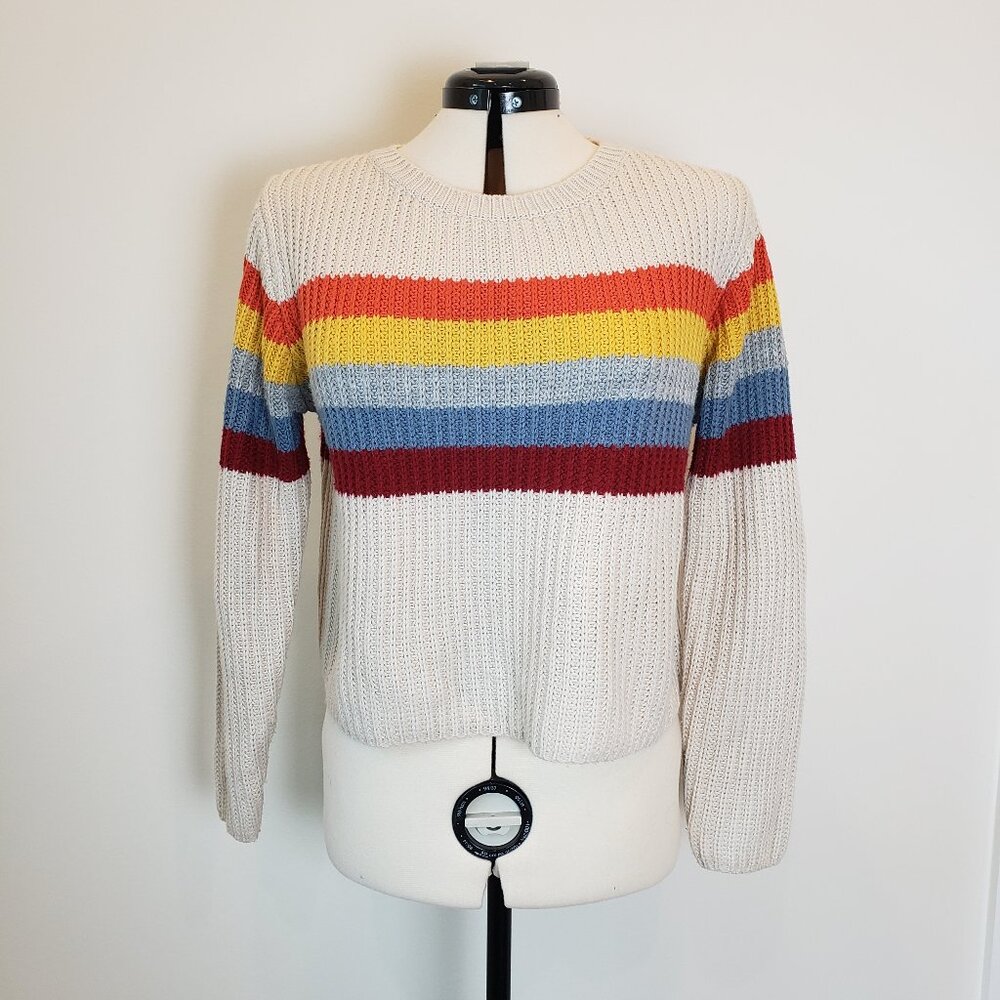 Luca & Grae Knit Striped Long Sleeve Crop Sweater Ladies Size Medium